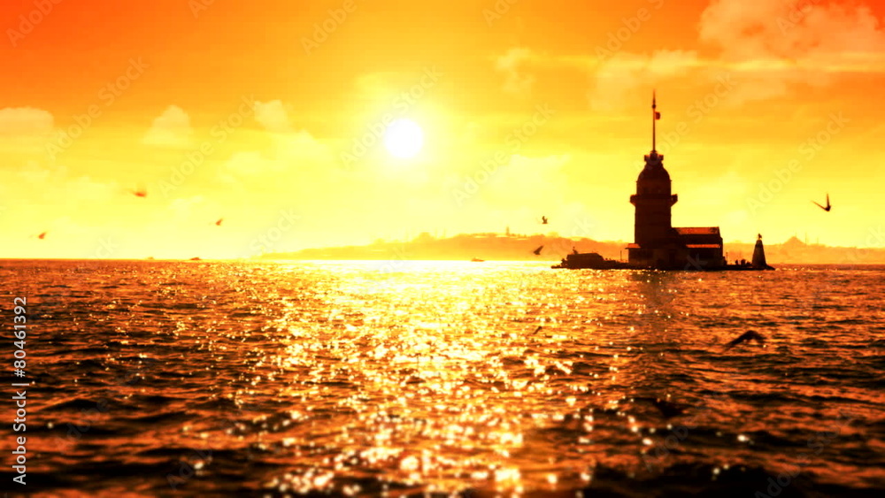 Maidens Tower sunset sea 4