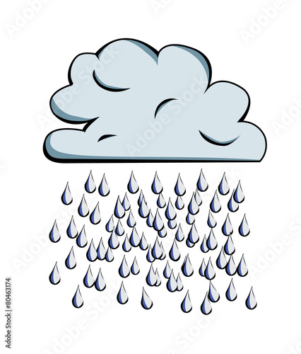 Vector image of a cloud and rain