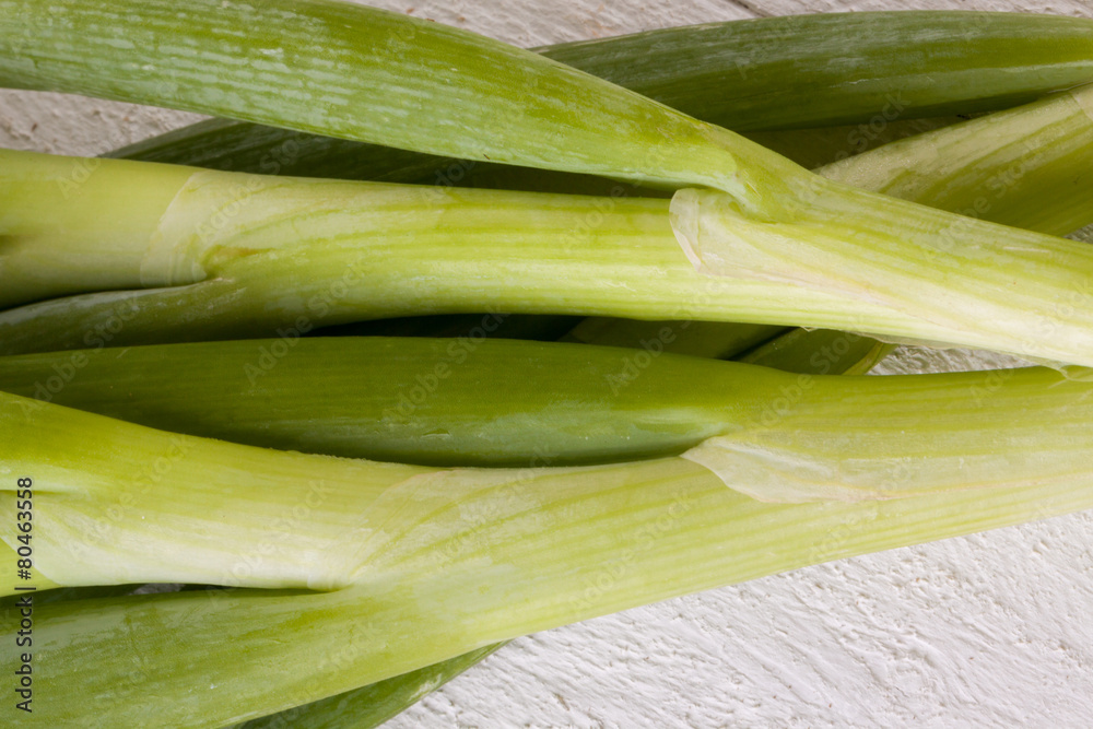 Bunch of fresh leeks or scallions Bunch of fresh leeks or scallions
