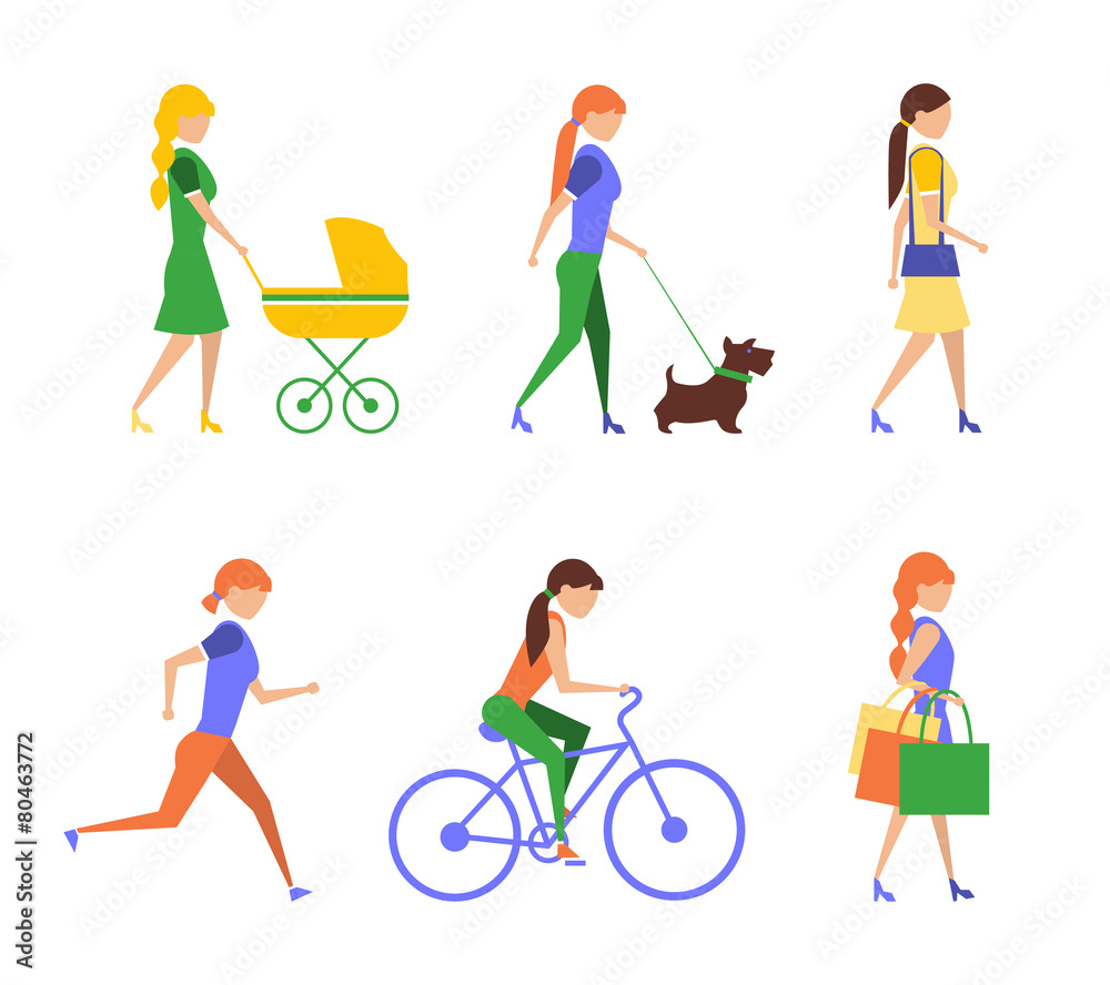 Fototapeta premium Healthy lifestyle. Physical activity flat of extremely
