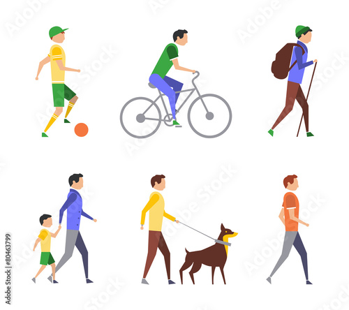 Healthy lifestyle. Physical activity flat  of extremely