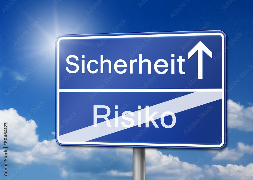 Wegweiser Sicherheit Risiko Schild Wegweiser Sicherheit Risiko Schild