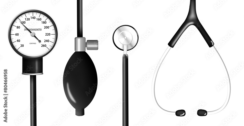 Stethoscope and sphygmomanometer isolated Stethoscope and sphygmomanometer isolated