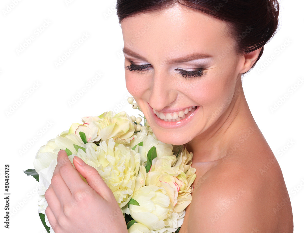 Portrait of a young beautiful bride. Portrait of a young beautiful bride.