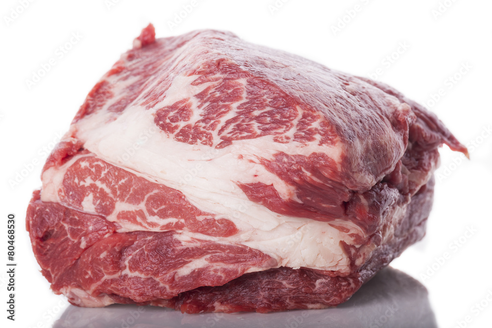 Fresh Slice of Beef Meat on White Background Fresh Slice of Beef Meat on White Background
