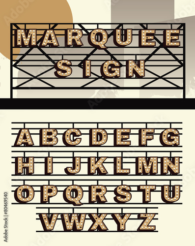 Retro style vector Marquee sign letters
