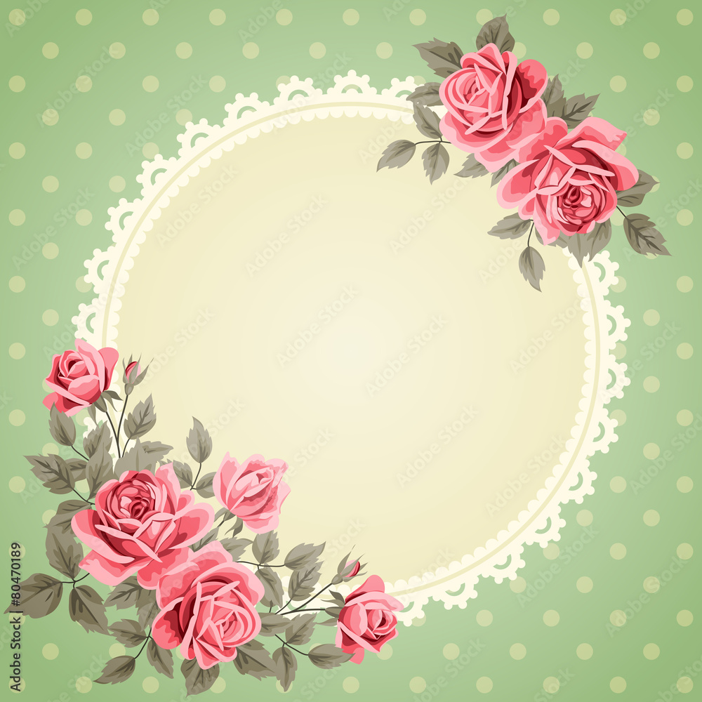 Vintage frame with roses