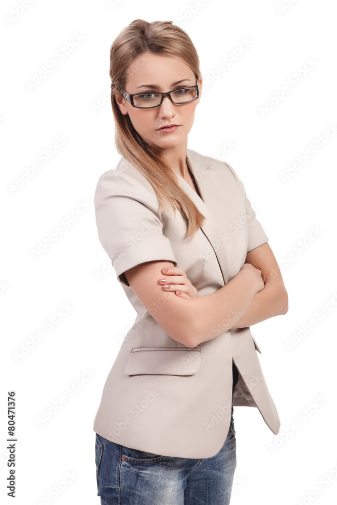 Attractive businesswoman with her arms crossed - Stock Image Attractive businesswoman with her arms crossed - Stock Image