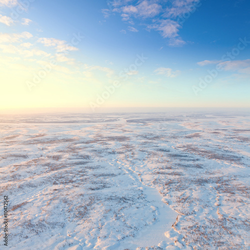 Short winter day in tundra