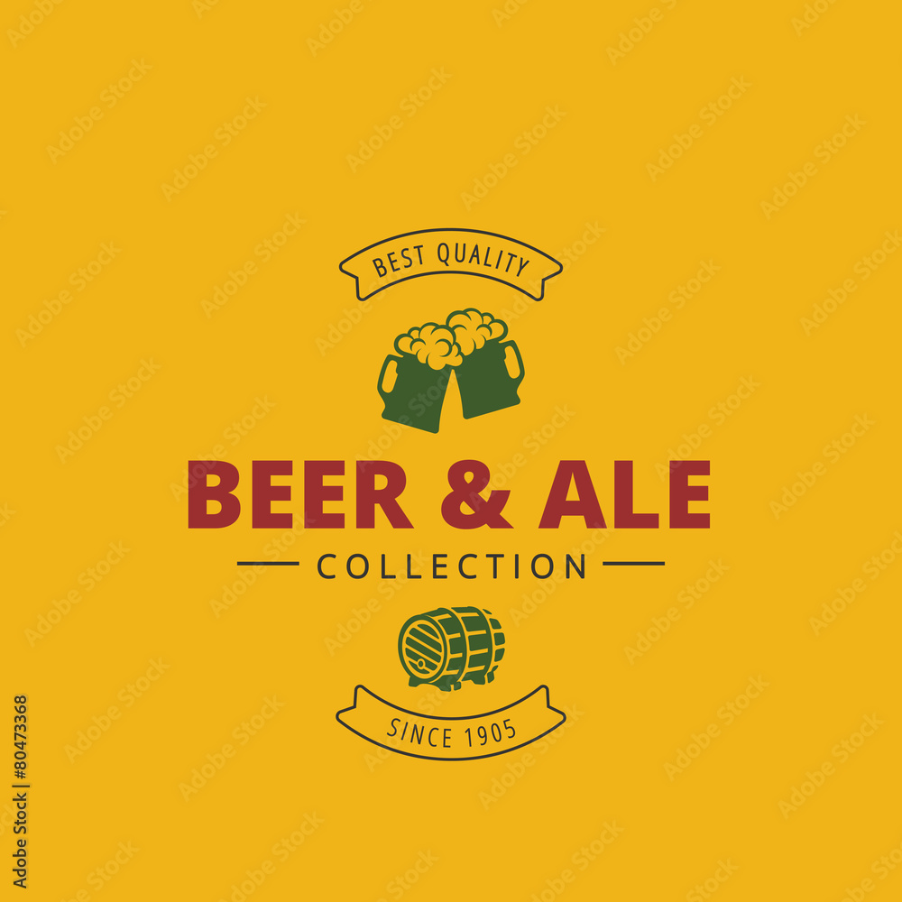 Plakat Logo Beer Ale Retro Vintage Label design vector Hipster