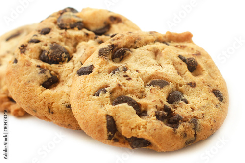 Cookies with chocolate chips close-up
