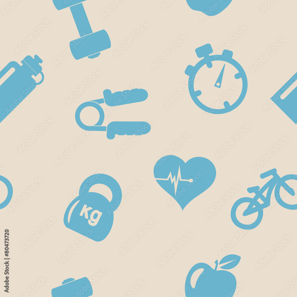 Seamless background with fitness symbols for your design Seamless background with fitness symbols for your design
