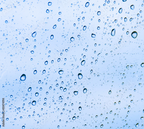 background in the form of water drops on the blue