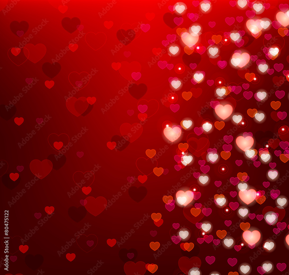 Background with bright hearts