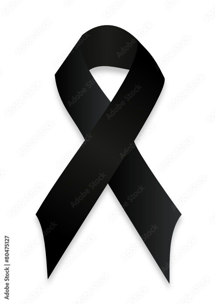 black mourning ribbon - obrazy, fototapety, plakaty 