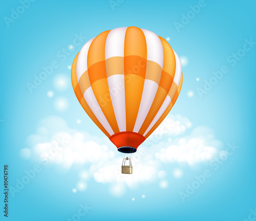 Realistic Colorful Hot Air Balloon Background Flying