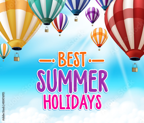 Realistic Colorful Hot Air Balloons Background Flying