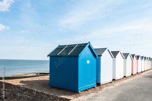 Colourful beach huts on a Suffolk  beach © Imran's Photography