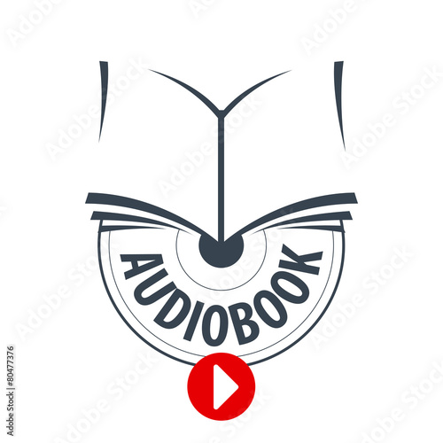 vector logo audiobook on CD with play button