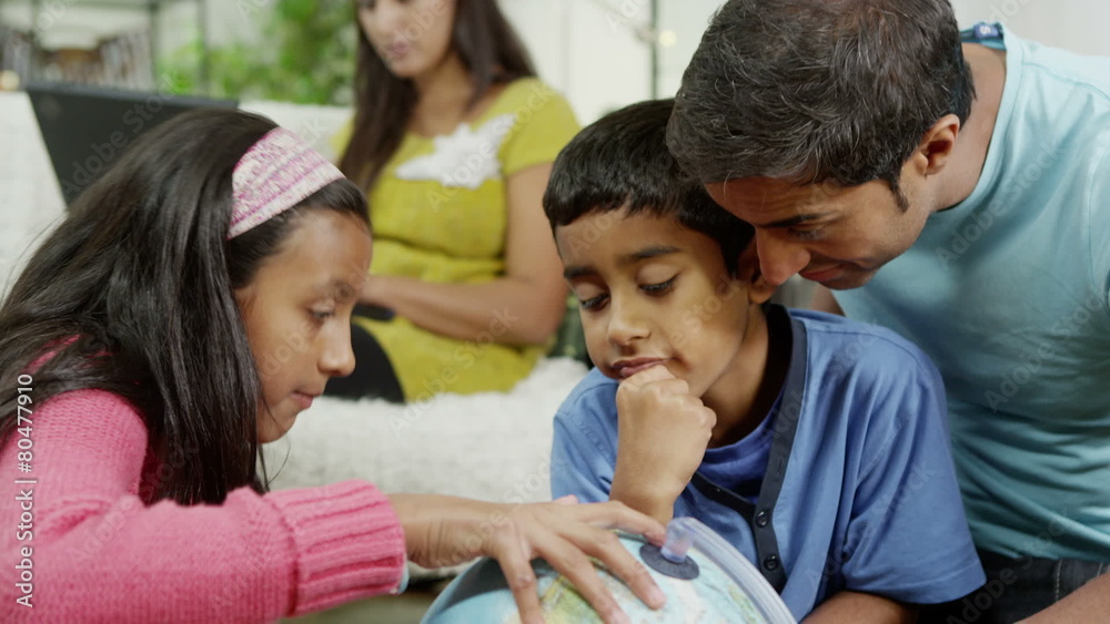 Happy family spending time together and learning at home Happy family spending time together and learning at home