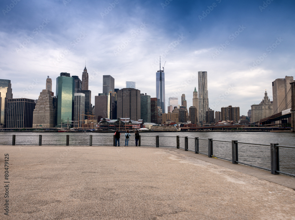 Beautiful Manhattan skyline seen from Brooklyn Bridge Park