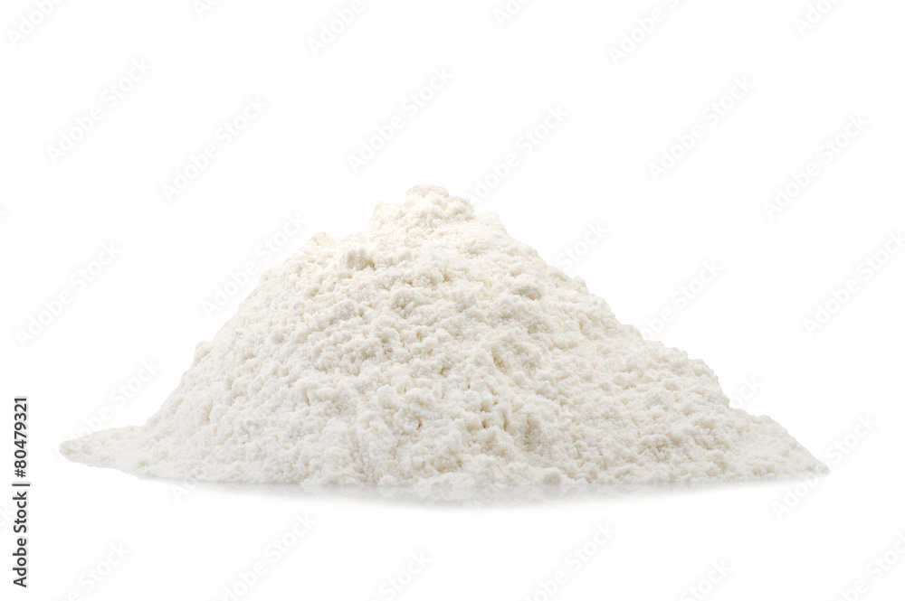 a pound of flour close up on the white