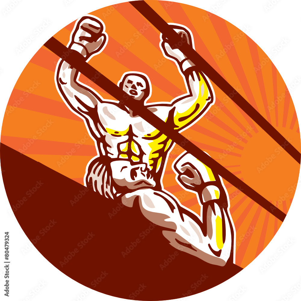 Obraz premium Amateur Boxer Winning Circle Cartoon