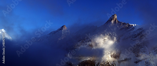 The high mountains of the Himalayan mountain range