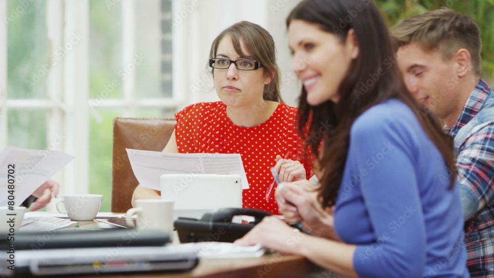 Attractive casual business team in relaxed company meeting Attractive casual business team in relaxed company meeting