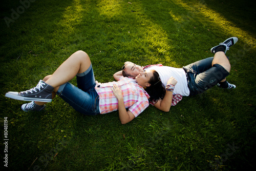 legs, couple, laughing, grass