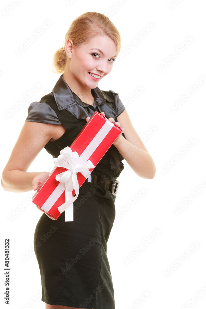 holidays love happiness concept - girl with gift box holidays love happiness concept - girl with gift box