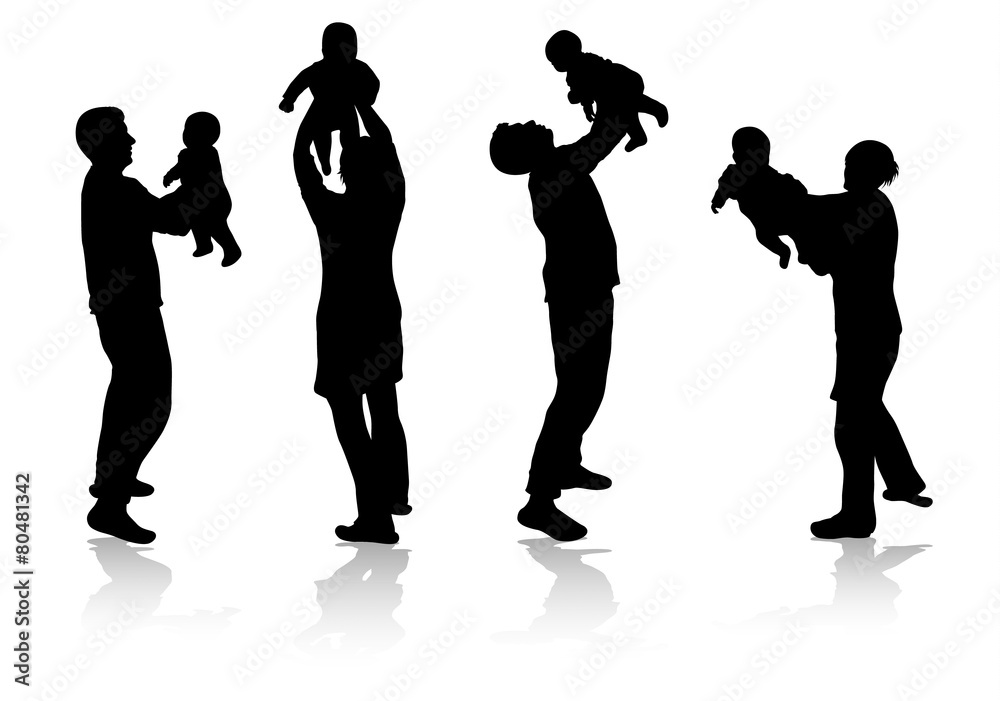 family together silhouettes