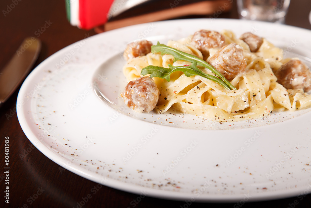 pasta with with meat and white sauce pasta with with meat and white sauce
