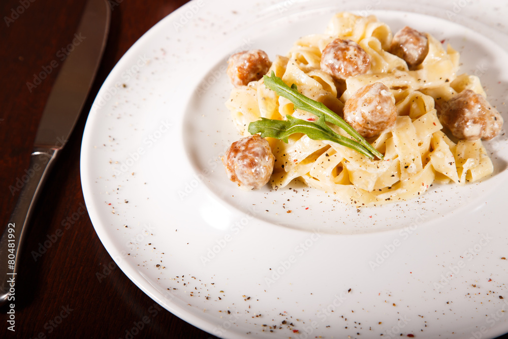pasta with with meat and white sauce pasta with with meat and white sauce