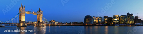 Tower Bridge and the Thames panoramic view about London at night #80481938