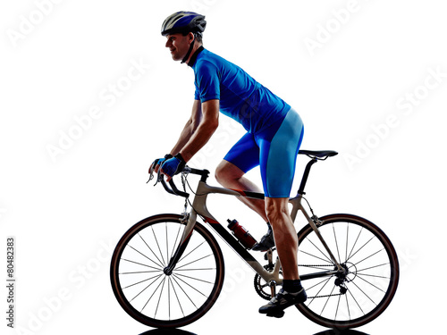 Fototapeta Naklejka Na Ścianę i Meble -  cyclist cycling road bicycle silhouette