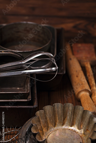 Vintage  Baking Tins and tools photo