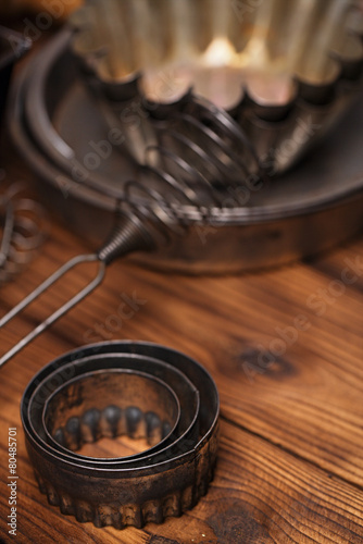 Vintage  Baking Tins and tools photo