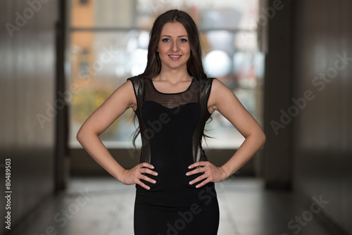 Beautiful Model Wearing A Black Dress