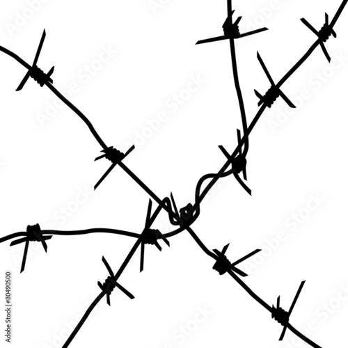 Silhouette barbed wires on a white background. Vector illustrati