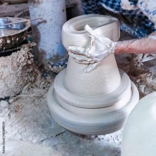 making of porcelain on wheel photo