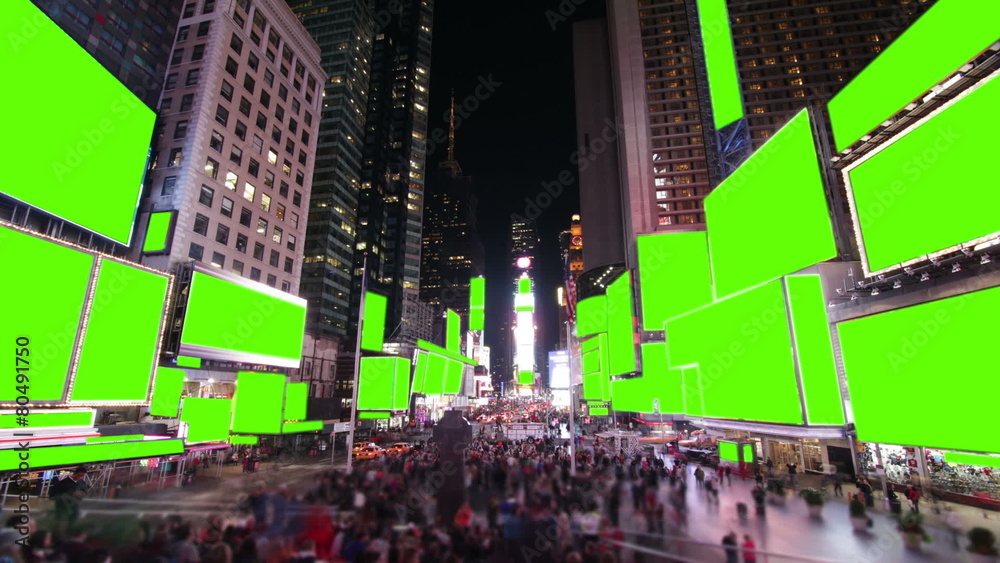 Time lapse of crowds and billboards at Times Square, New York. With Chroma key.