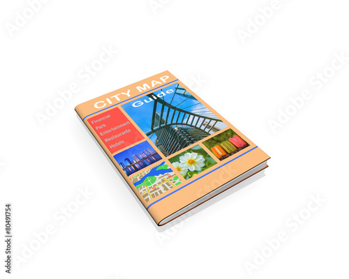 Travel guide books on white isolated background