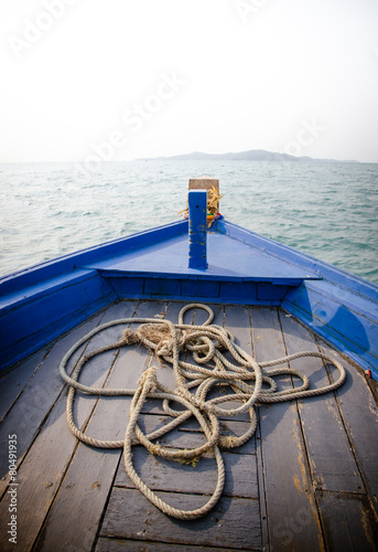 bow of a blue boat