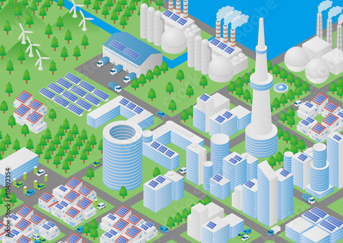 Port city and Logistics illustration