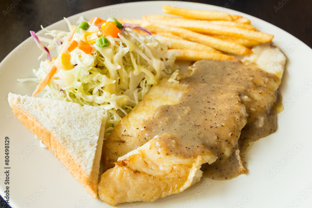 Dolly Fish Steak with Black Pepper Sauce Dolly Fish Steak with Black Pepper Sauce