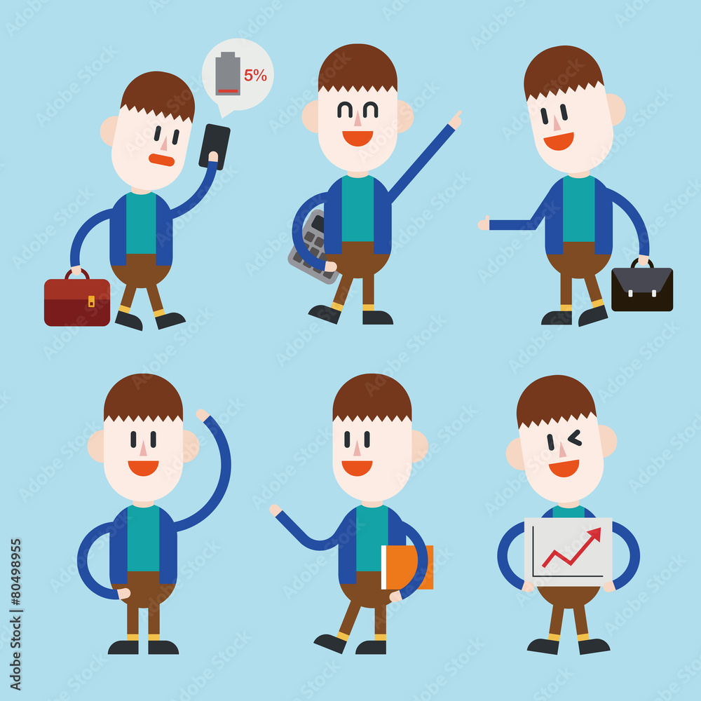 Character illustration design. Businessman set cartoon