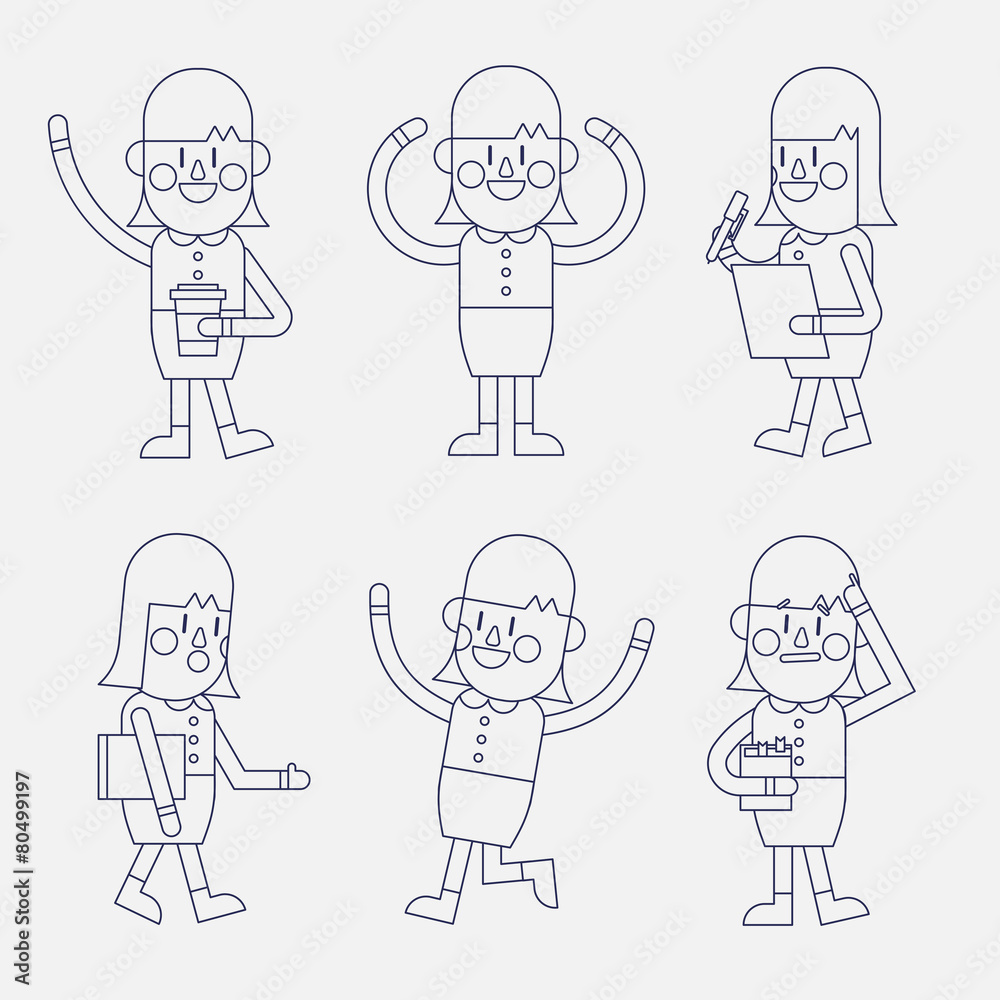 Character illustration design. Businesswoman set cartoon
