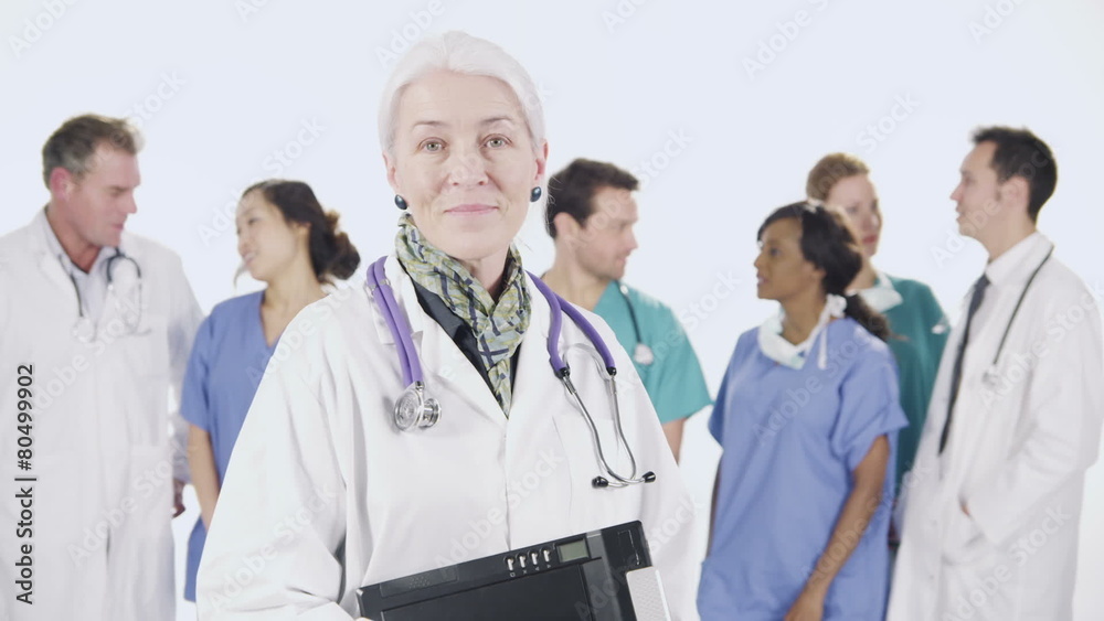 Portrait of a medical team isolated on white