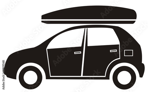 car and bag, black silhouette